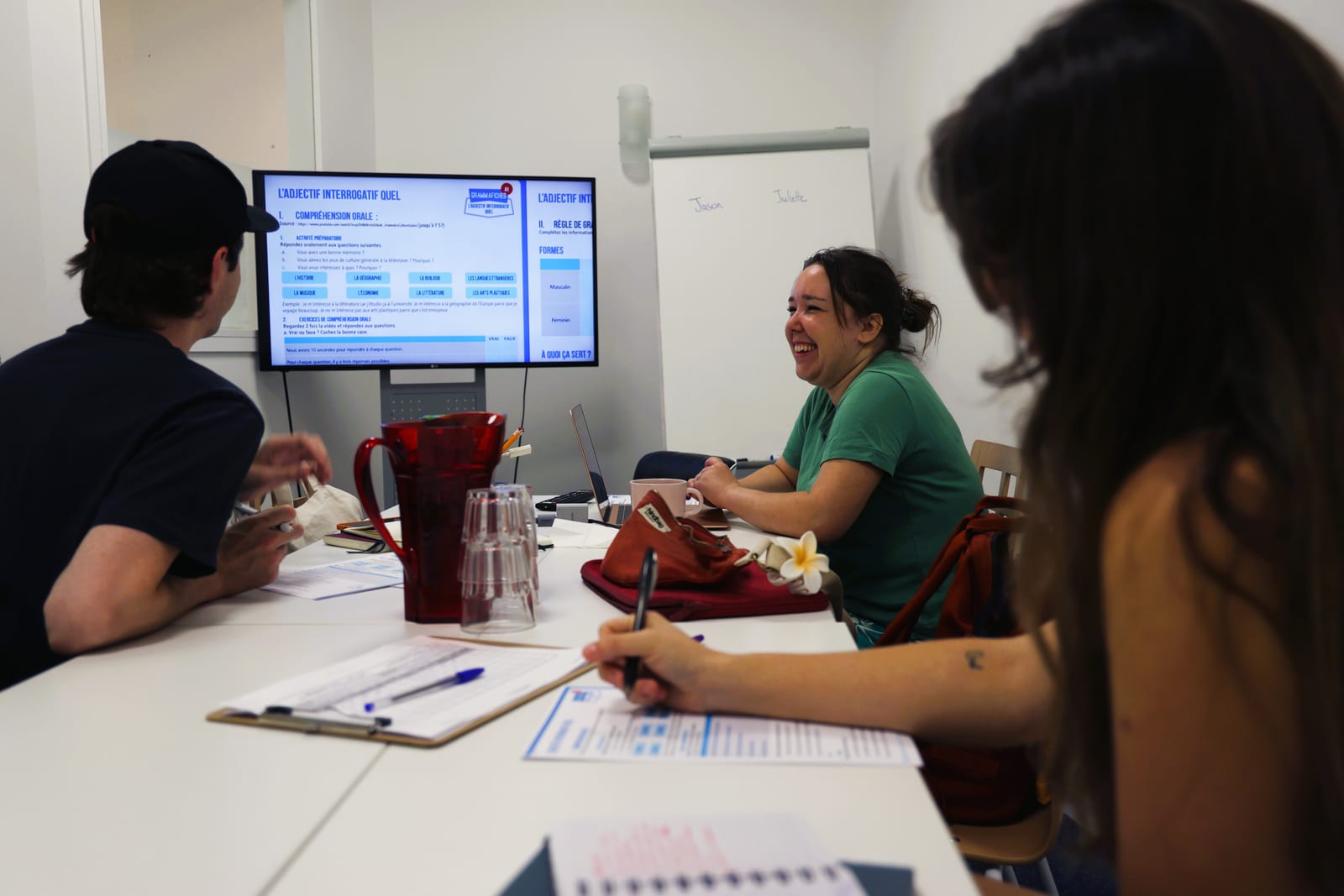 Students in an afternoon French conversation class at FAYLI in Paris
